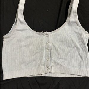 Women's White Button-Front Ribbed Top